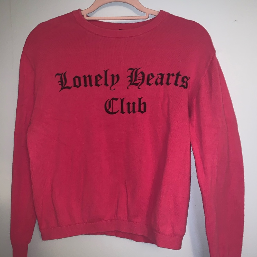 Hot Pink “Lonely Hearts Club” Sweater